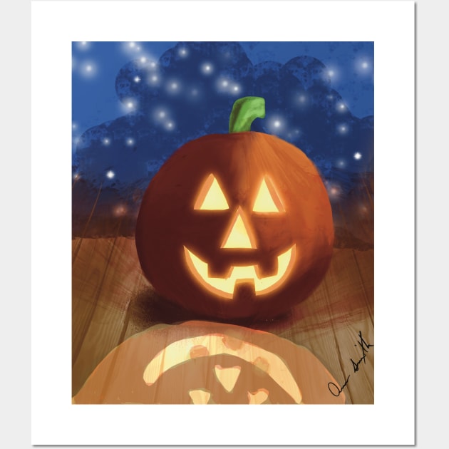 Jack O&amp;amp;#39;lantern on Porch at Night Wall Art by designs-by-ann